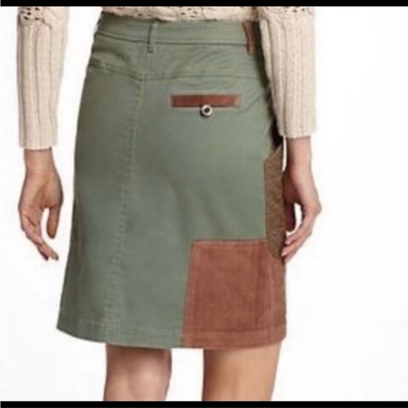 Anthropologie Meadow Rue size 2 Patchwork Skirt Olive Green/Brown - Picture 3 of 14